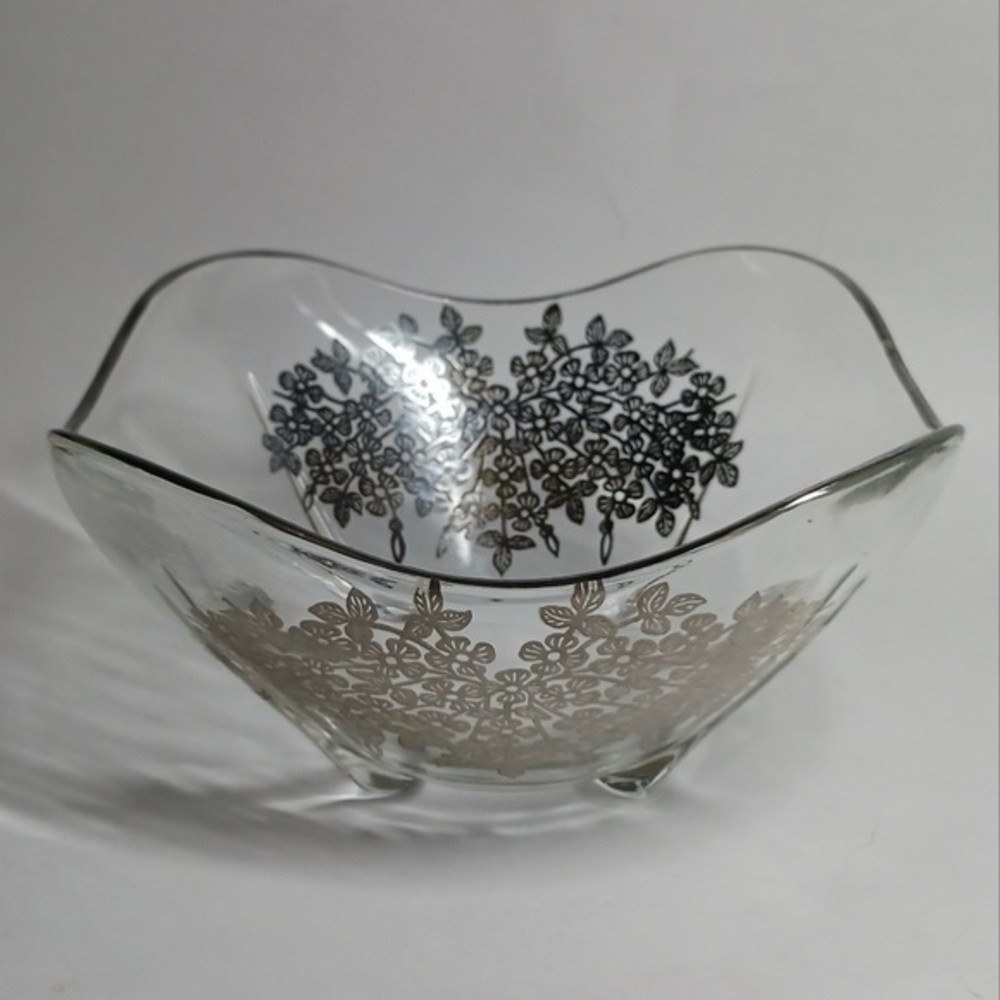 Viking Glass Silver Overlay Bowl 5inch Vintage Art Deco USA Made - Picture 6 of 6